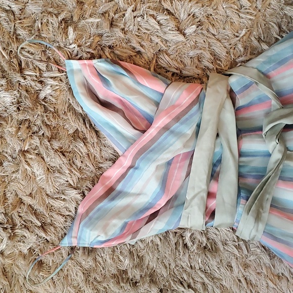 Y2K pastel striped faux wrap prom dress - Picture 2 of 13